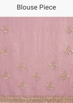 Lavender Crushed Tissue Saree With Stones And Cutdana Embroidery