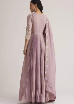 Lavender Embroidered Anarkali With Dupatta