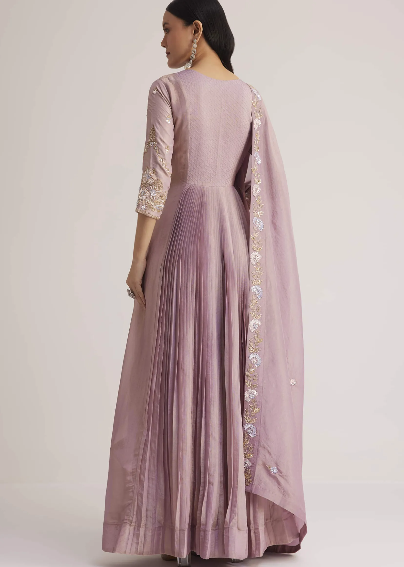Lavender Embroidered Anarkali With Dupatta