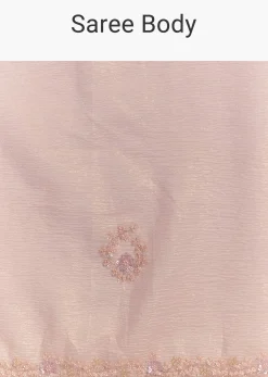 Lavender Glossy Finish Crushed Tissue Saree With Cutdana Moti Embroidery