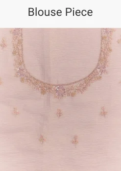 Lavender Glossy Finish Crushed Tissue Saree With Cutdana Moti Embroidery