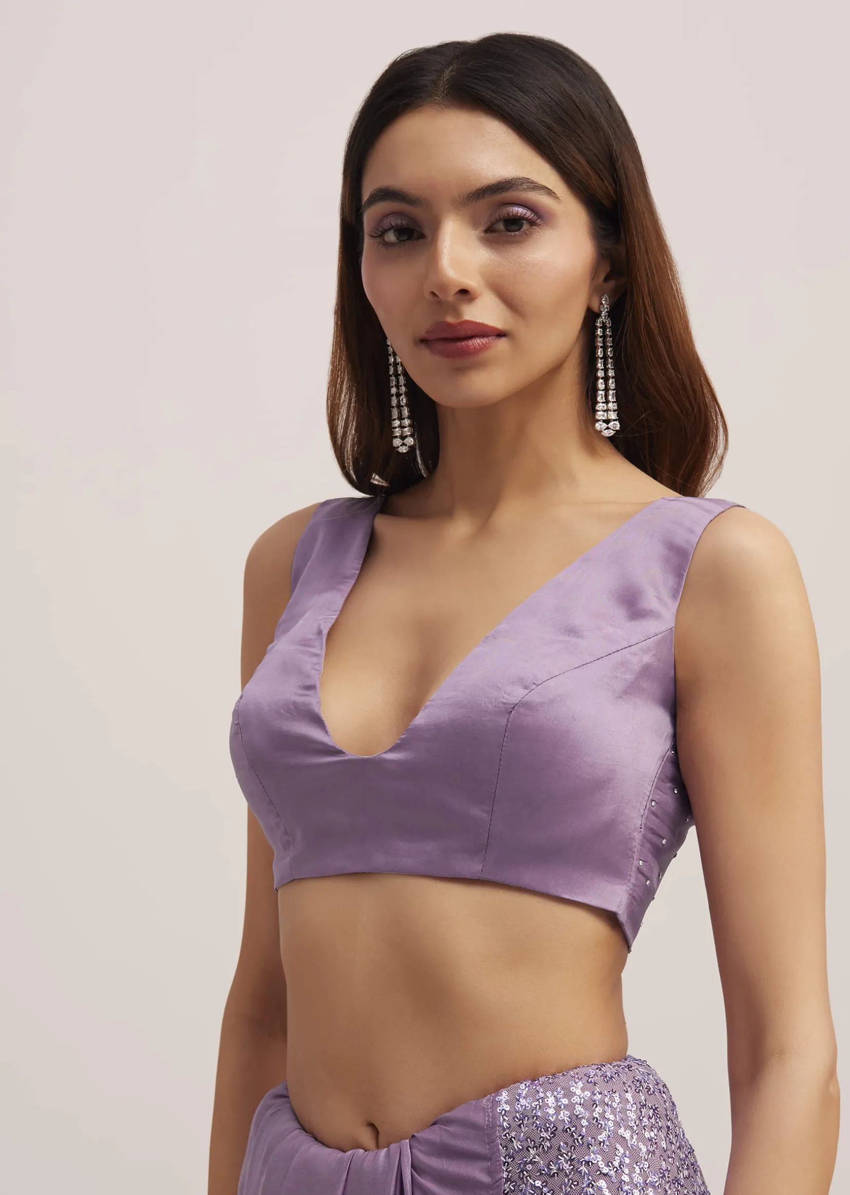 Lavender Half And Half Sequins Saree