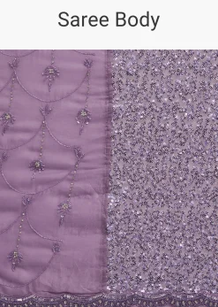Lavender Half And Half Sequins Saree