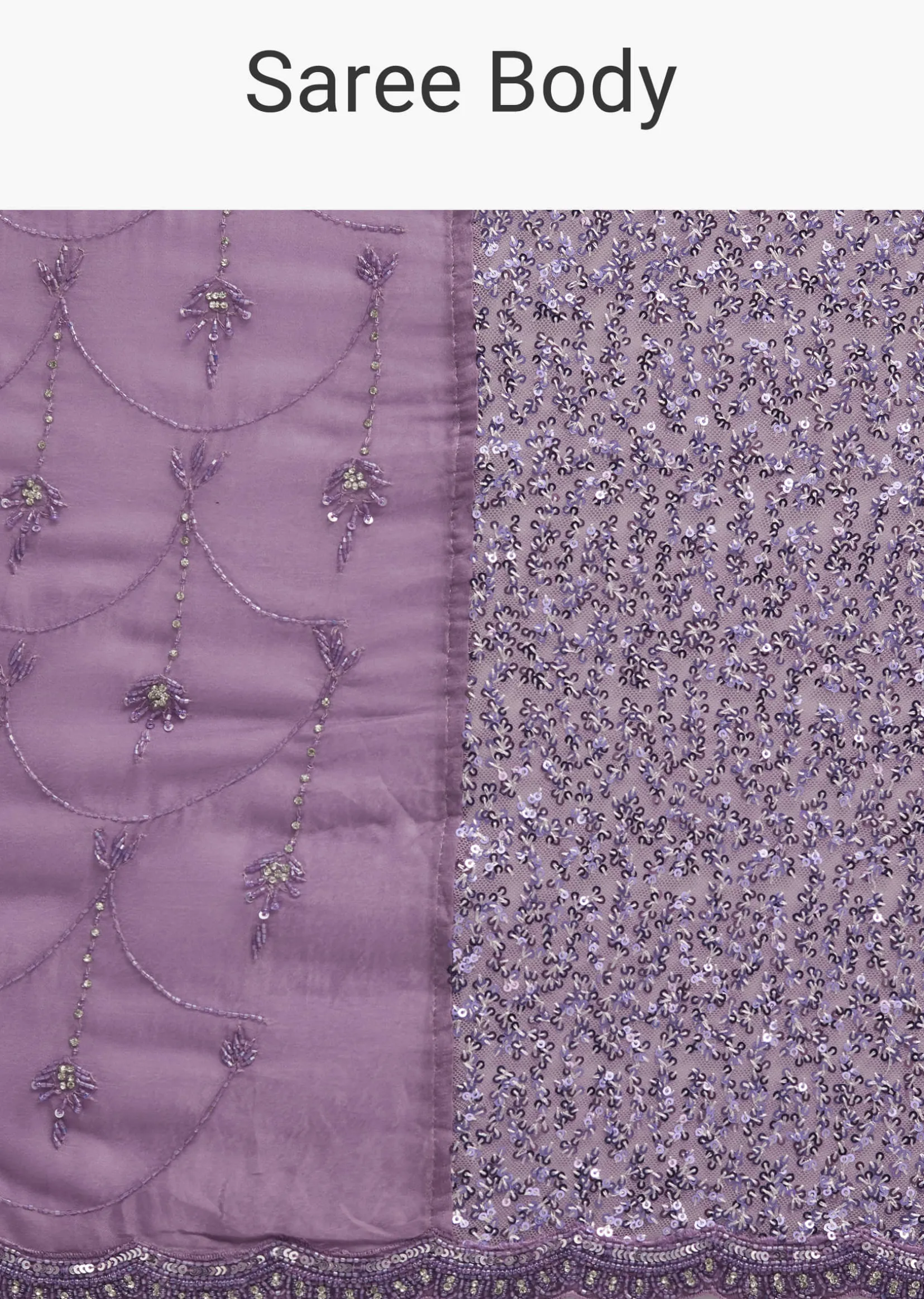 Lavender Half And Half Sequins Saree