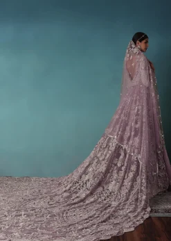Lavender Mist Bridal Lehenga Set With Hand Work