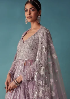 Lavender Mist Bridal Lehenga Set With Hand Work