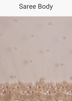 Lavender Net Saree With Scalloped Border