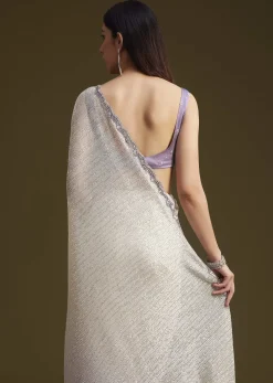 Lavender Ombre Sequins Saree With Scallop Embroidery Border