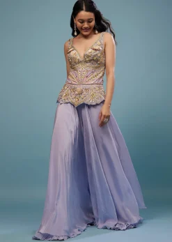 Lavender Purple Embroidered Jumpsuit