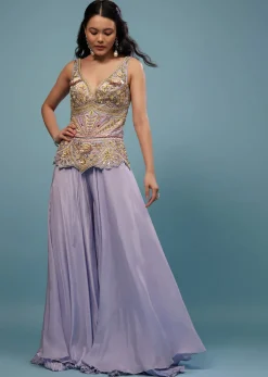 Lavender Purple Embroidered Jumpsuit