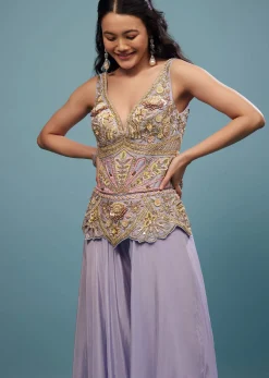 Lavender Purple Embroidered Jumpsuit