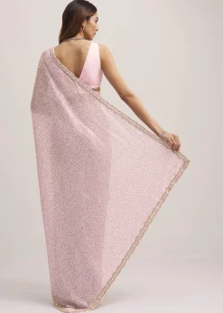 Lavender Purple Sequins Saree With An Embellished Border