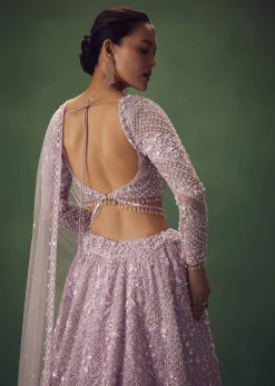 Lavender Sequin Work Lehenga Set