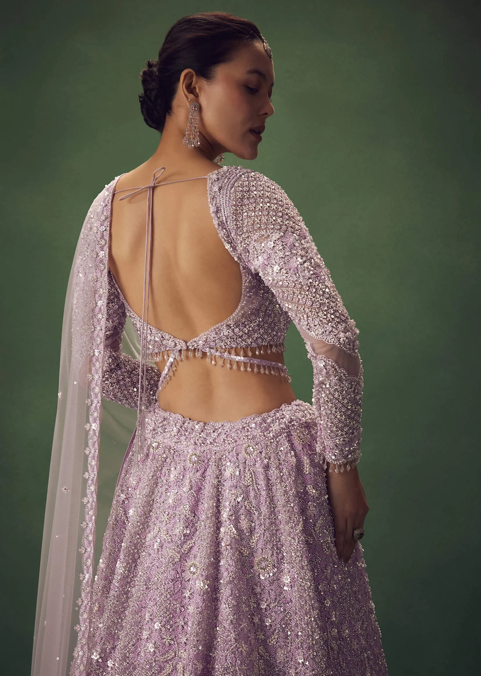 Lavender Sequin Work Lehenga Set