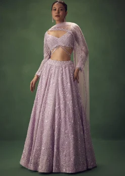 Lavender Sequin Work Lehenga Set