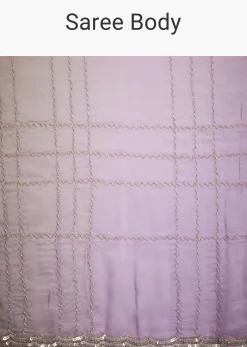 Lavender Shaded Soft Tissue Embroidered With Cudtana And Sequin Work