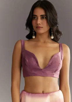 Lavender Shibori Organza Saree With Cutwork Scallop Embroidered Border
