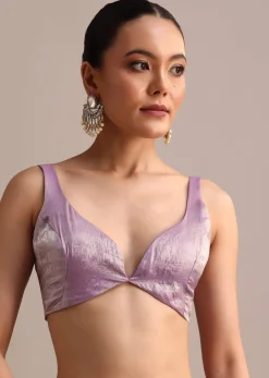 Lavender Soft Tissue Saree With Zari Embroidered Border