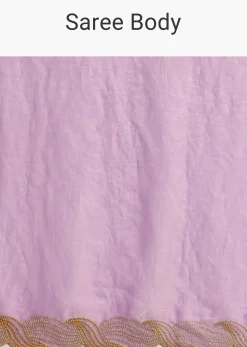 Lavender Soft Tissue Saree With Zari Embroidered Border