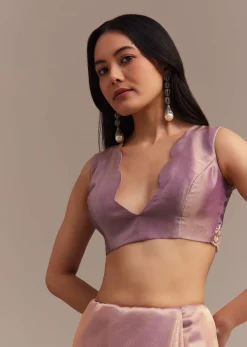 Lavender Tissue Saree Embroidered With Sequins And Cutdana