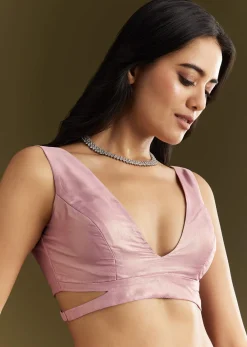 Lavender Tissue Saree With Moti And Cutdana Embroidery And Scallop Border
