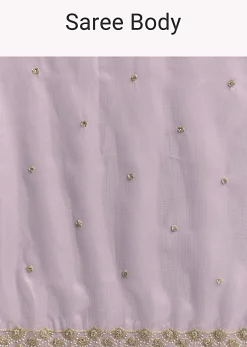 Lavender Tissue Saree With Cutdana And Butti Embroidery