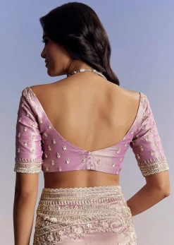Lavender Tissue Saree With Cutdana Sequin And Bead Embroidery