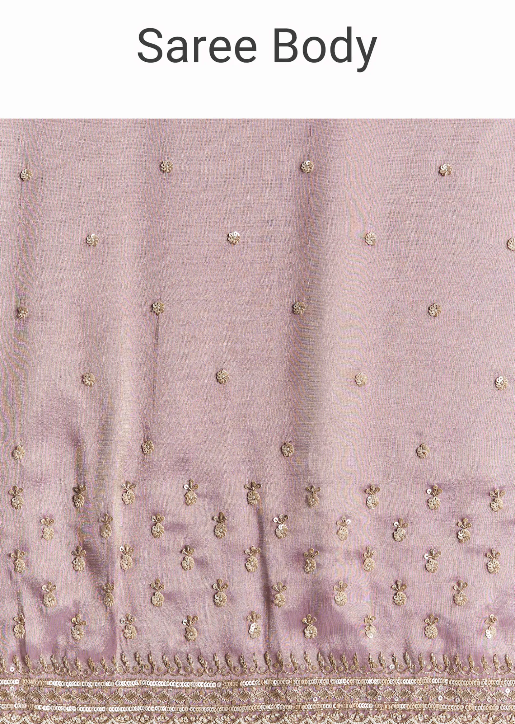 Lavender Tissue Saree With Cutdana Sequin And Bead Embroidery