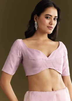 Lavender Tissue Saree With Cutdana And Sequins Embroidery And Scallop Border