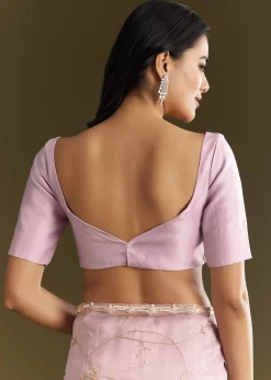 Lavender Tissue Saree With Cutdana And Sequins Embroidery And Scallop Border