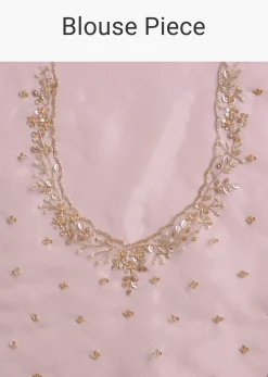 Lavender Tissue Saree With Cutdana And Sequins Embroidery And Scallop Border