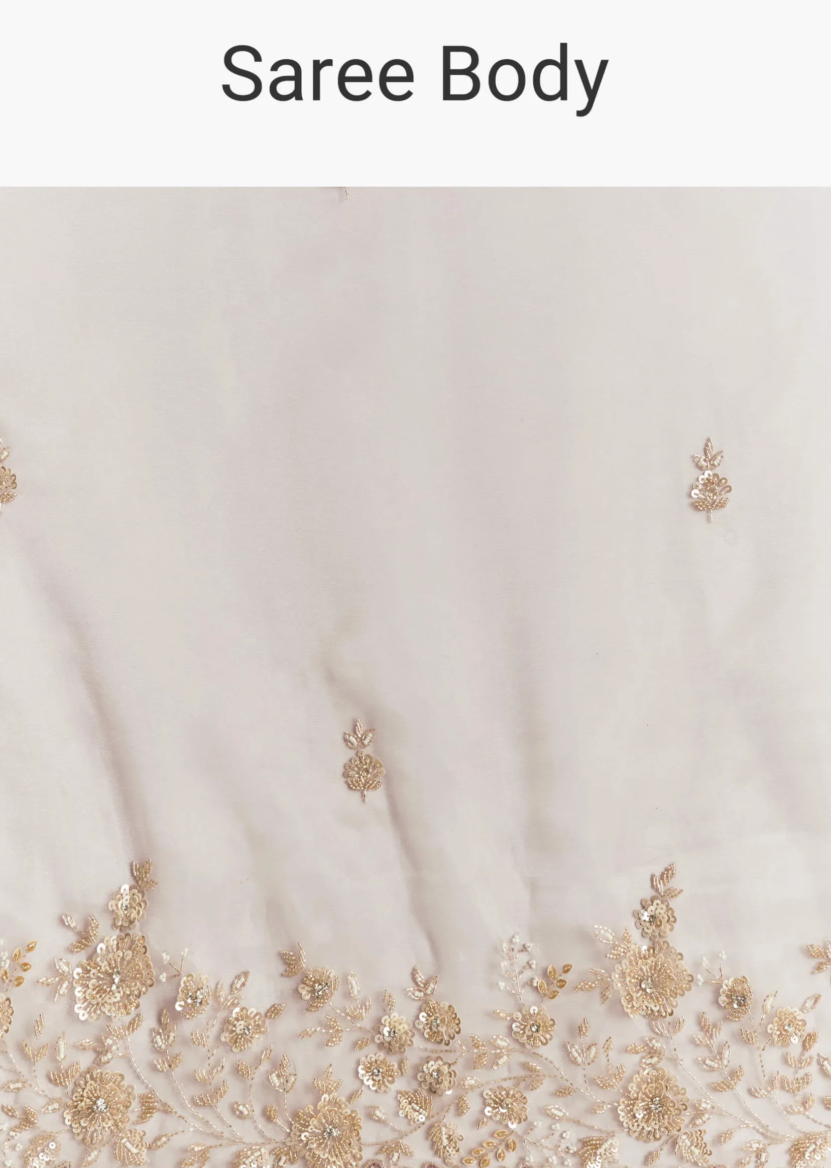 Lavender Tissue Saree With Floral Motifs In Moti Beads And Sequins