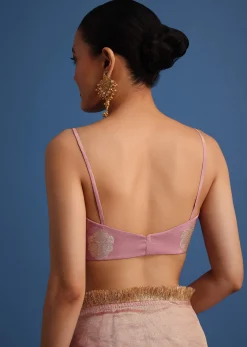 Lavender Tissue Silk Saree With Zari Frill Lace Border