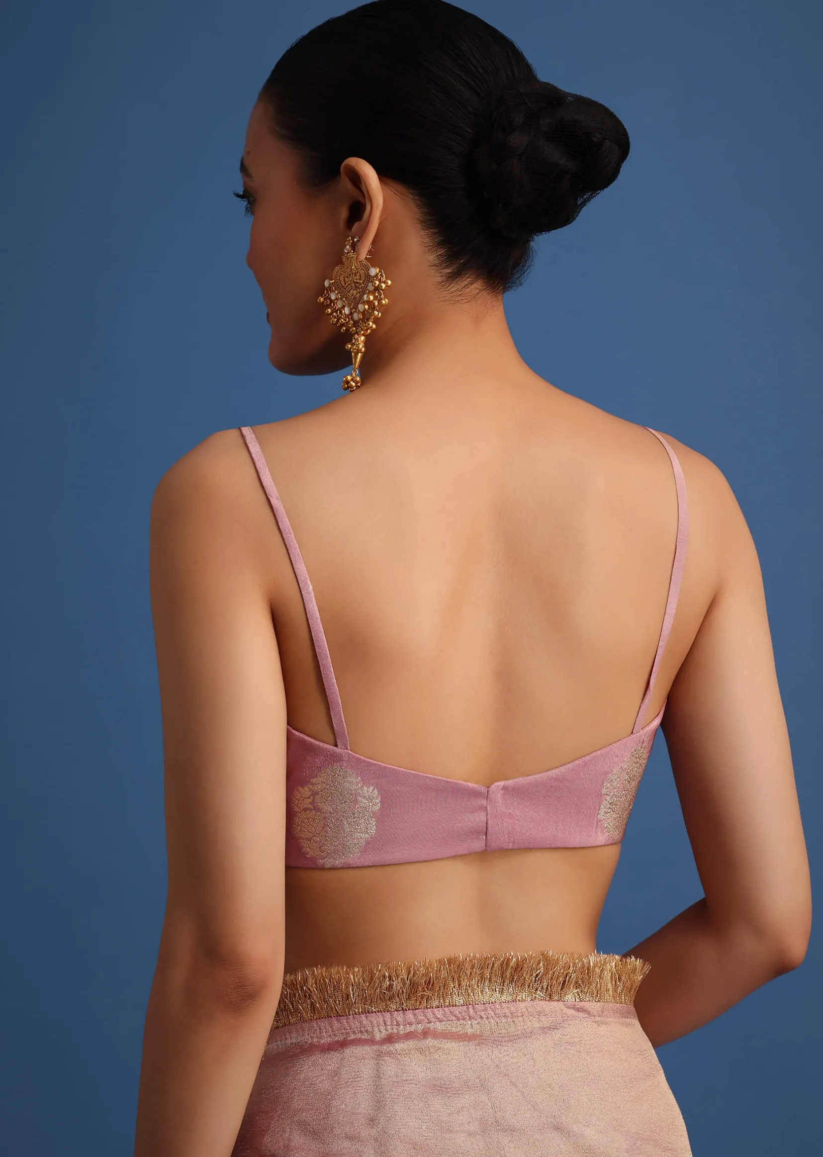 Lavender Tissue Silk Saree With Zari Frill Lace Border