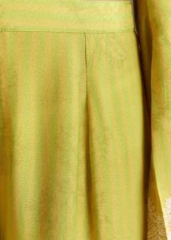 Lemon Green Printed Palazzo Set With Mirror Work