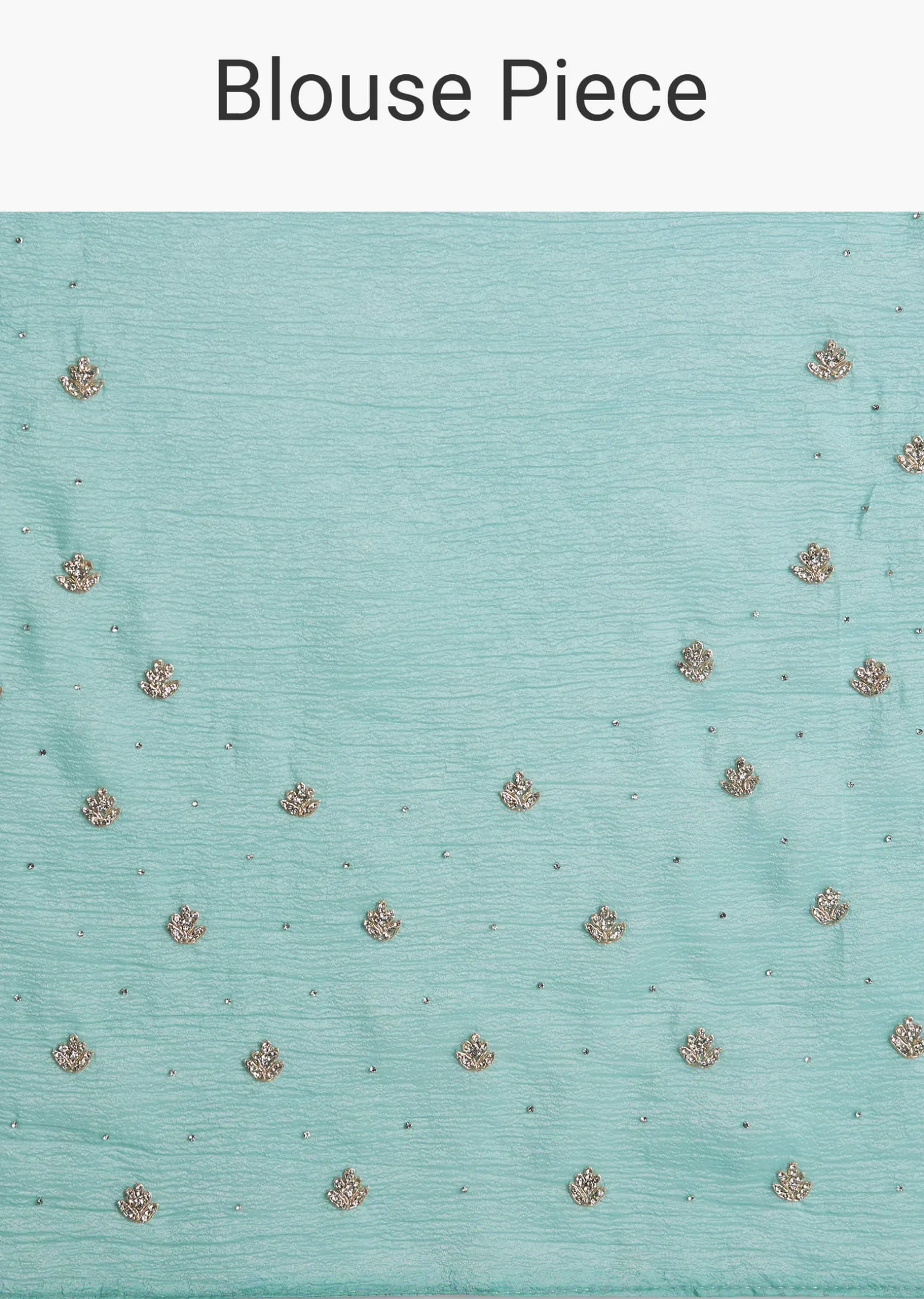 Light Blue Crushed Tissue Saree Embroidered With Cutdana And Stones