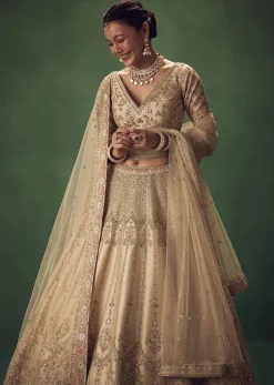 Light Gold Hand Embroidered Lehenga Set