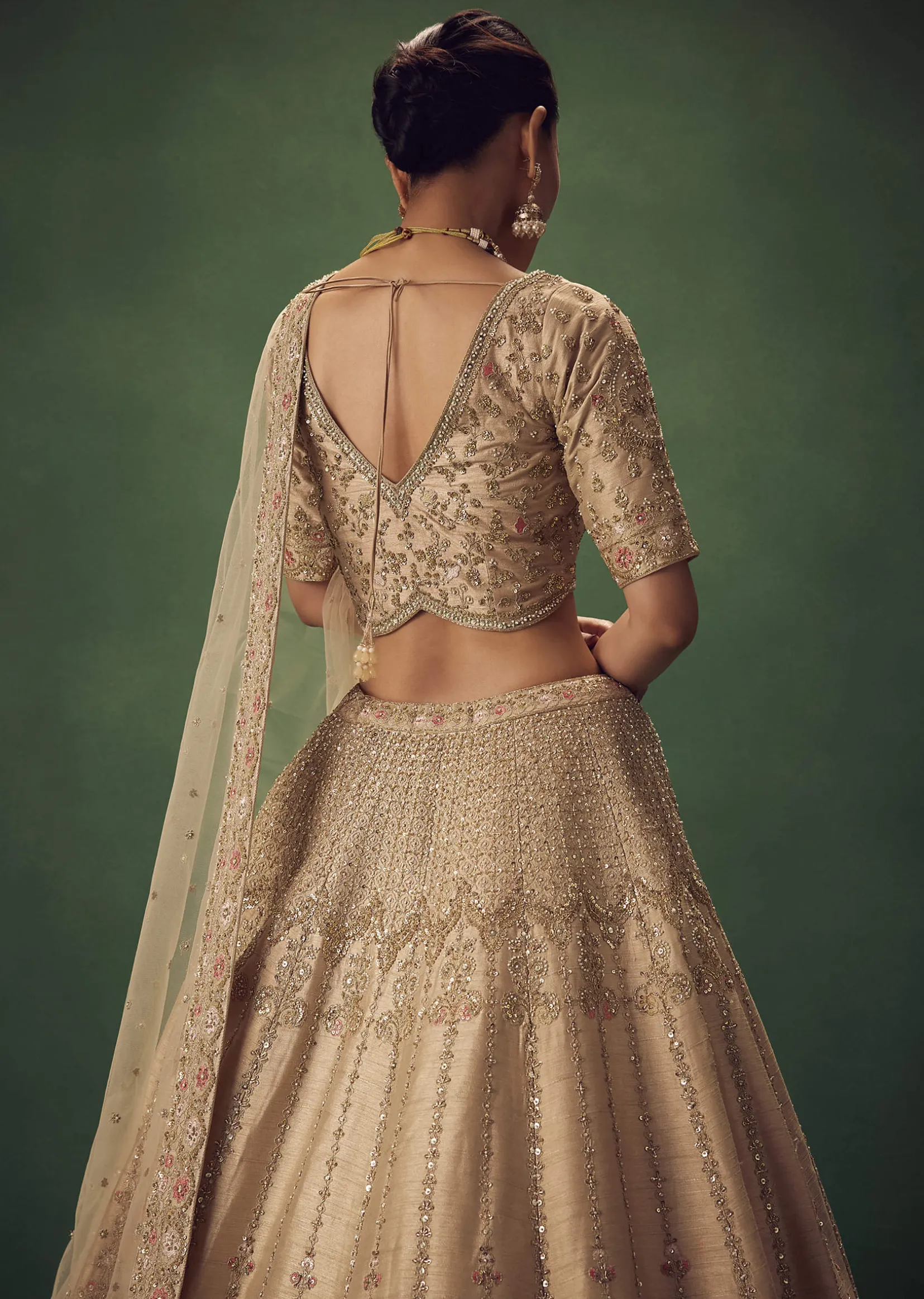 Light Gold Hand Embroidered Lehenga Set