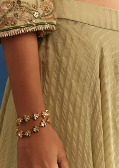 Light Green Chanderi Kurta Palazzo Set With Organza Dupatta