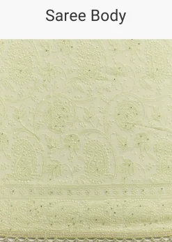 Light Green Chikankari Georgette Saree With Stone Embellishments