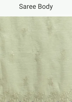 Light Green Crushed Tissue Saree With Resham Embroidered Border