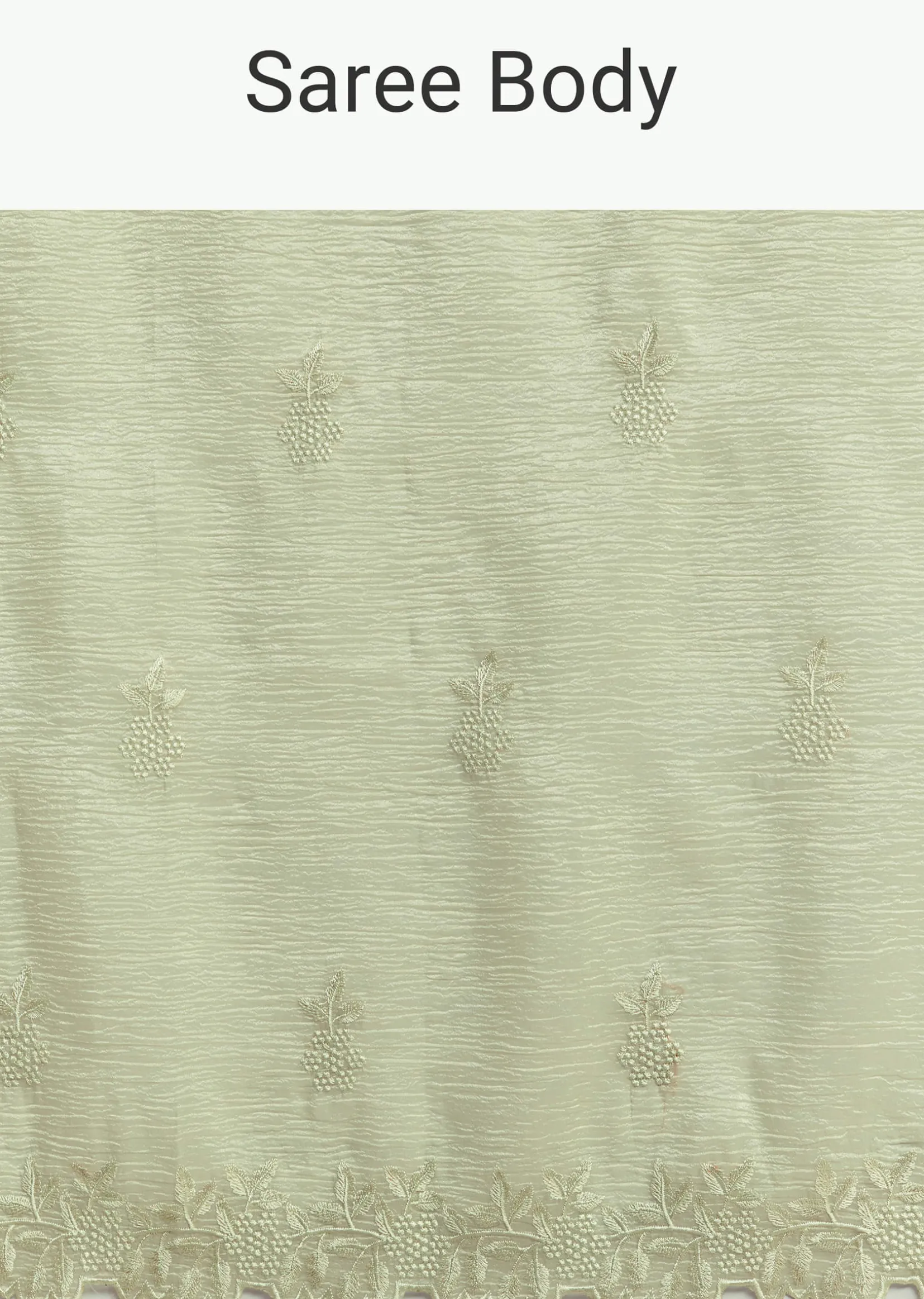 Light Green Crushed Tissue Saree With Resham Embroidered Border