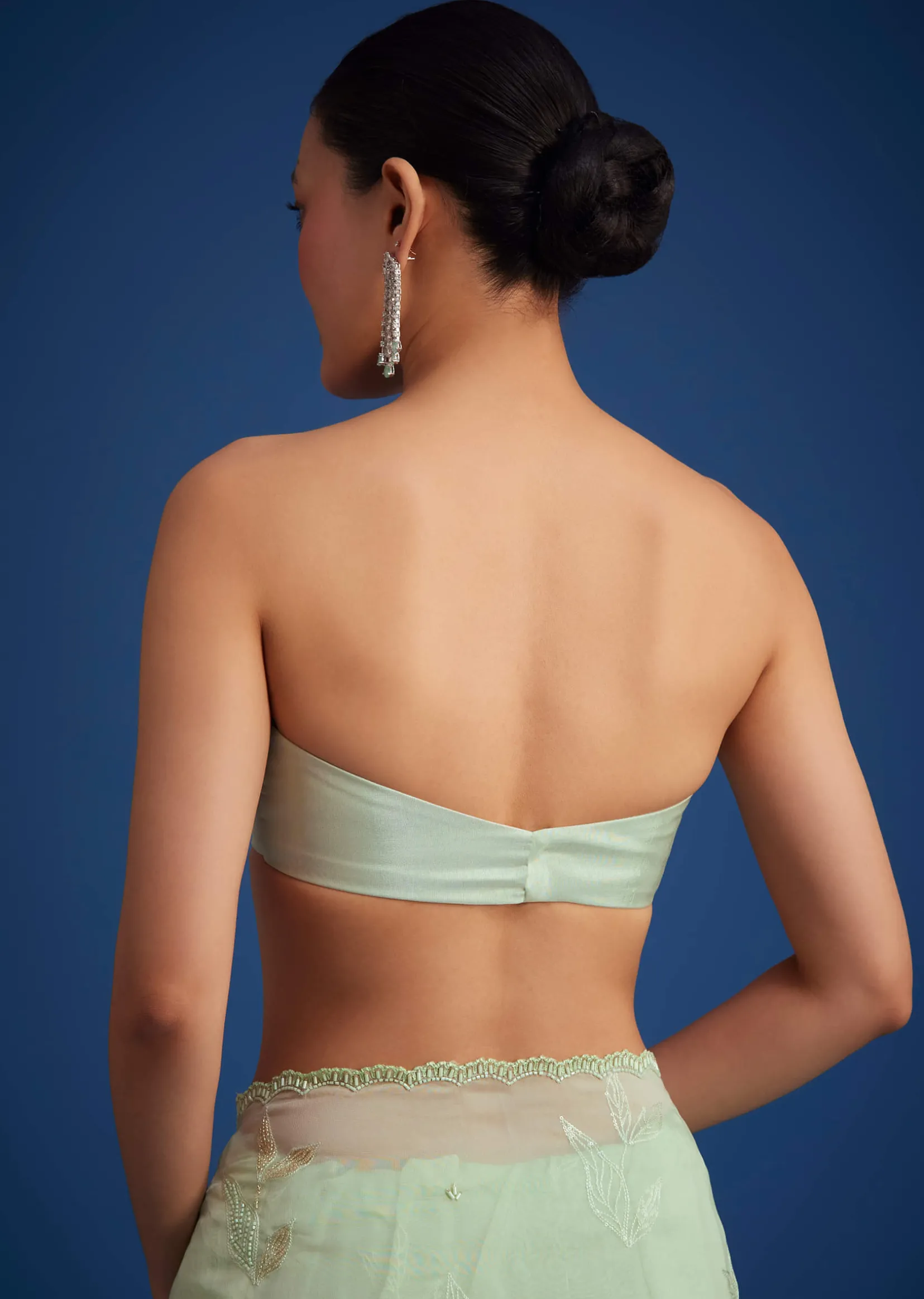 Light Green Georgette Saree With Cutdana And Bead Embroidery