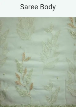 Light Green Georgette Saree With Cutdana And Bead Embroidery