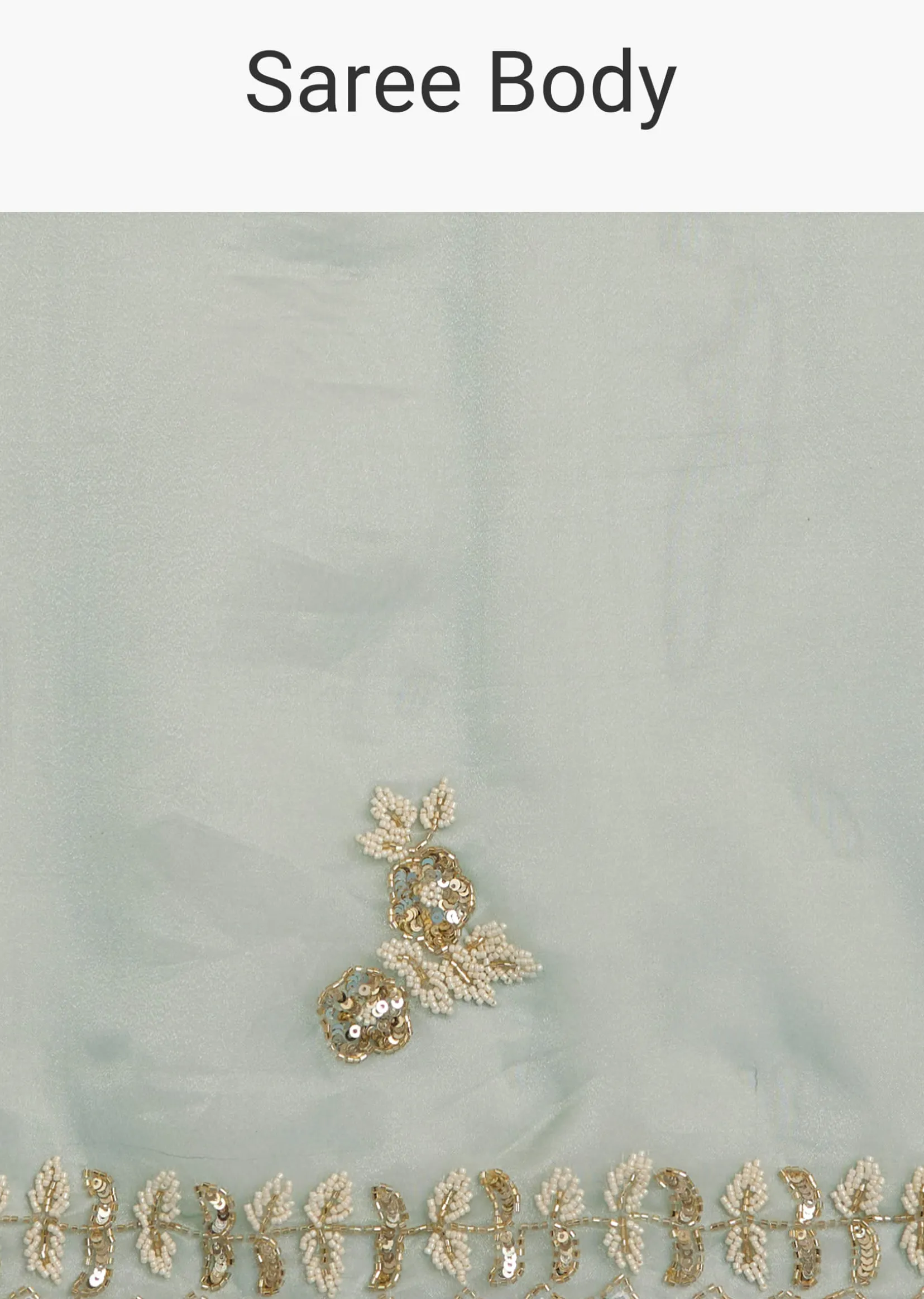 Light Green Organza Tissue Saree With Beaded Scallop Edge