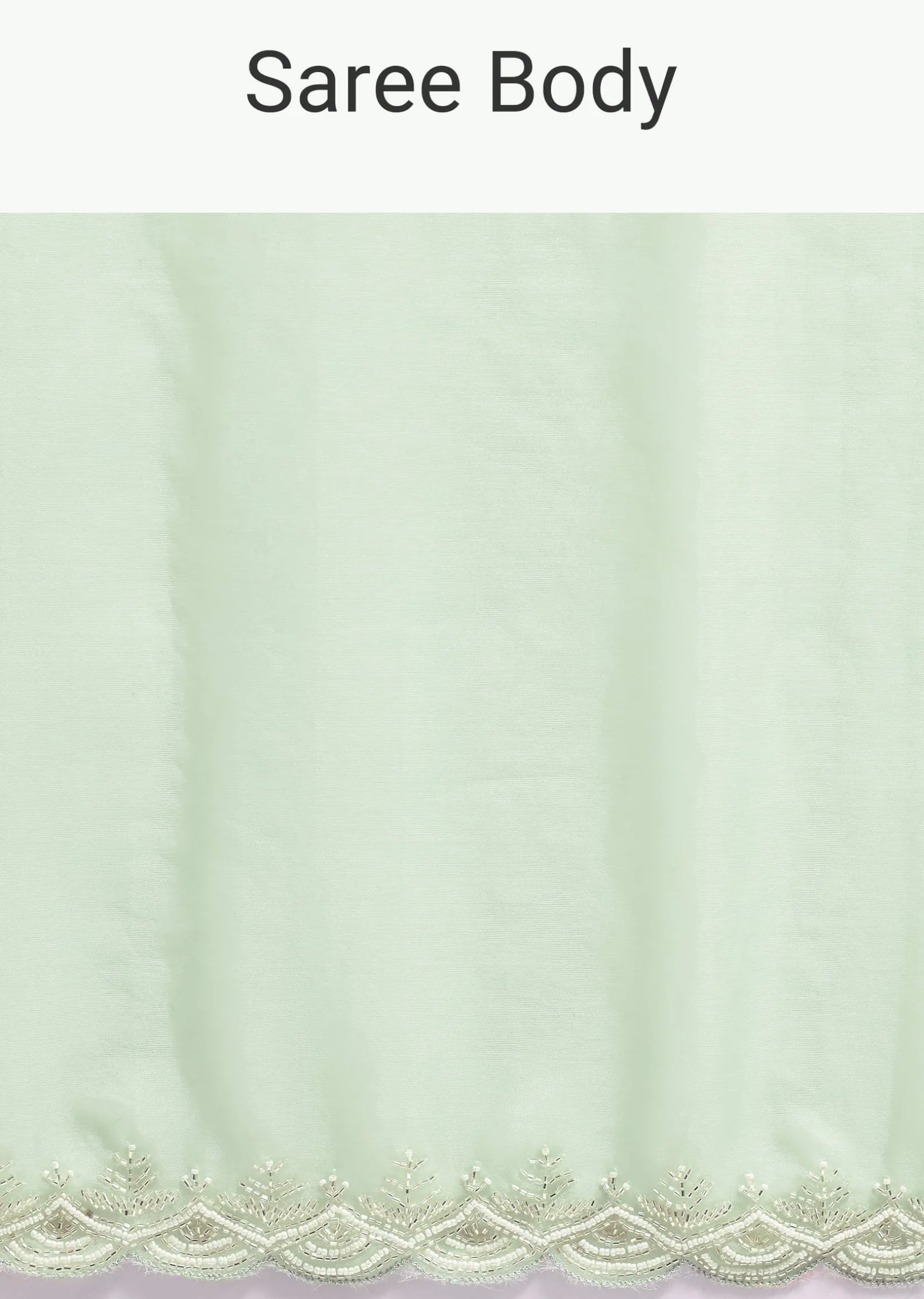Light Green Scallop Border Saree With Unstitched Blouse