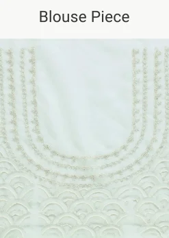 Light Green Scallop Border Saree With Unstitched Blouse