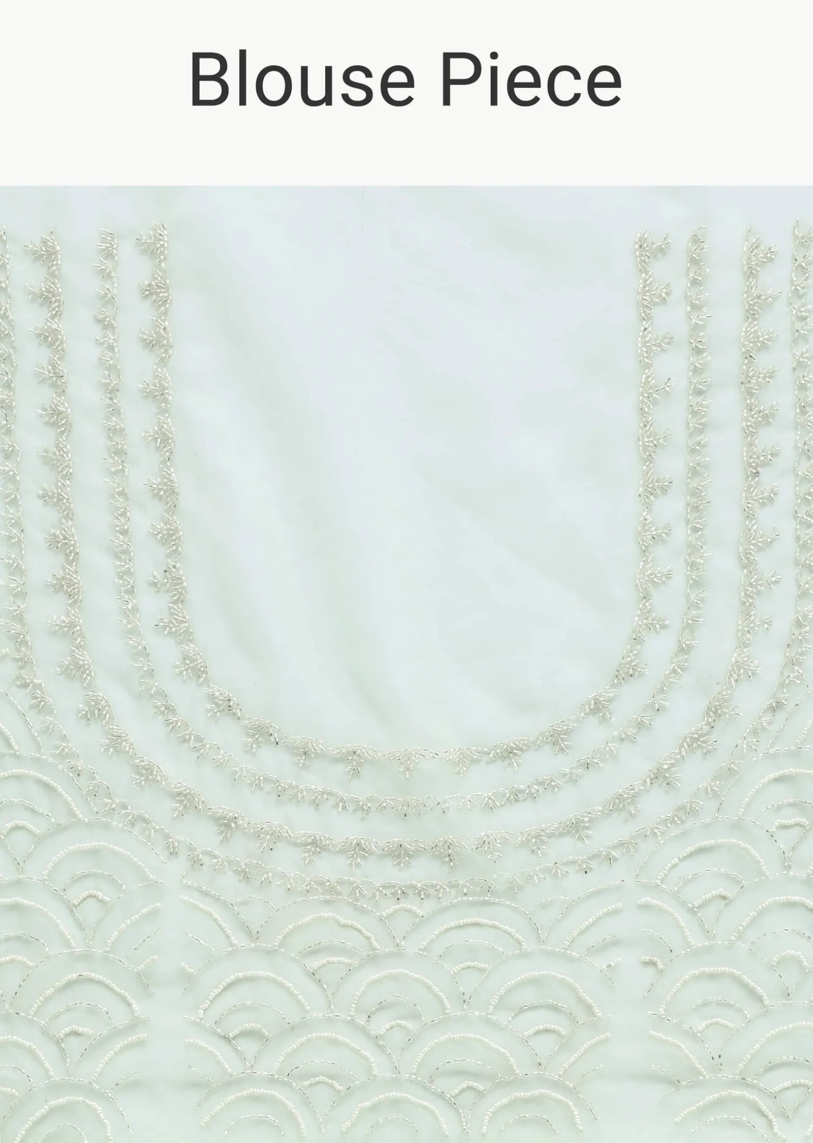Light Green Scallop Border Saree With Unstitched Blouse