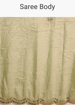 Light Green Tissue Zardosi Saree With Scallop Border
