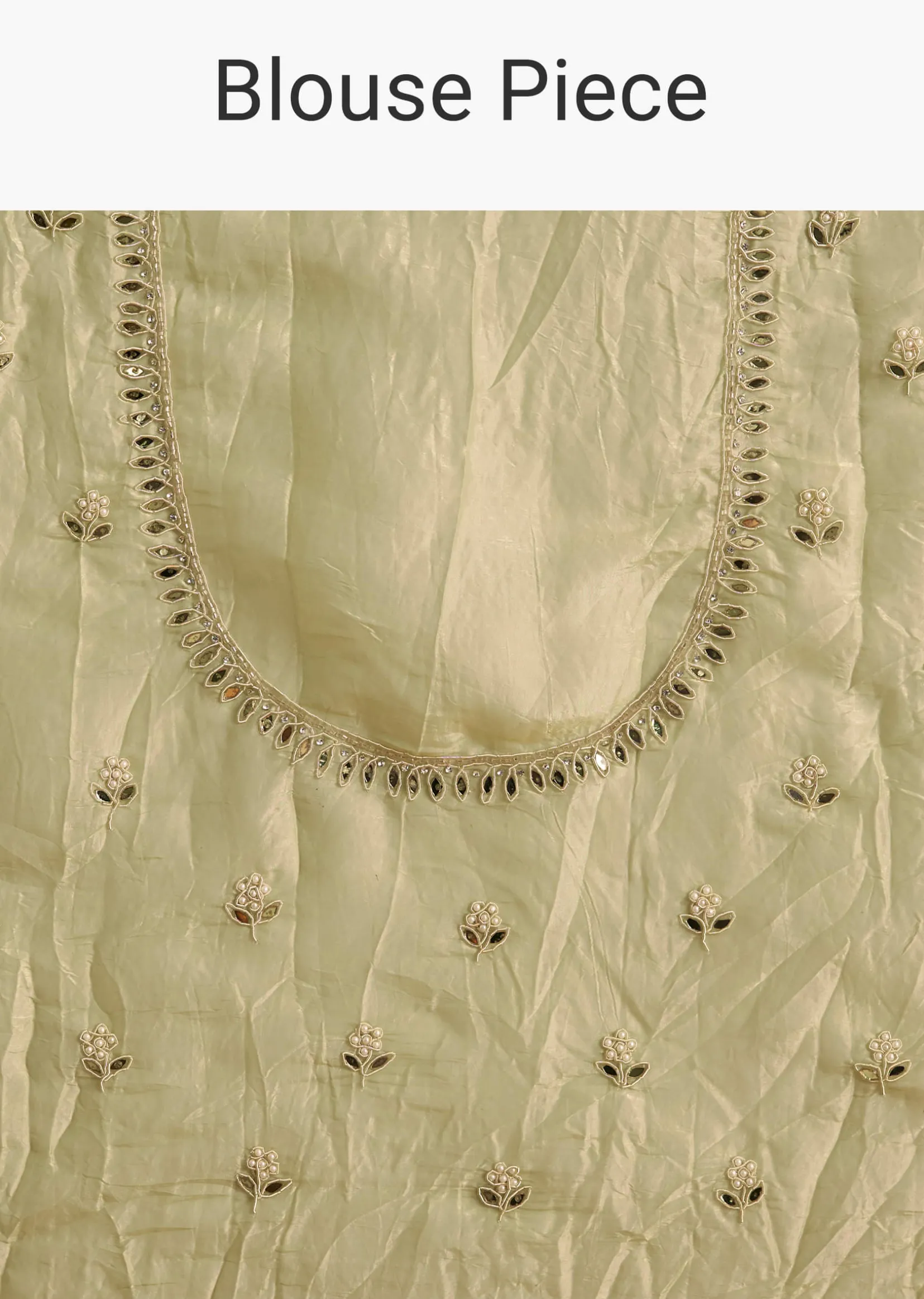 Light Green Tissue Zardosi Saree With Scallop Border